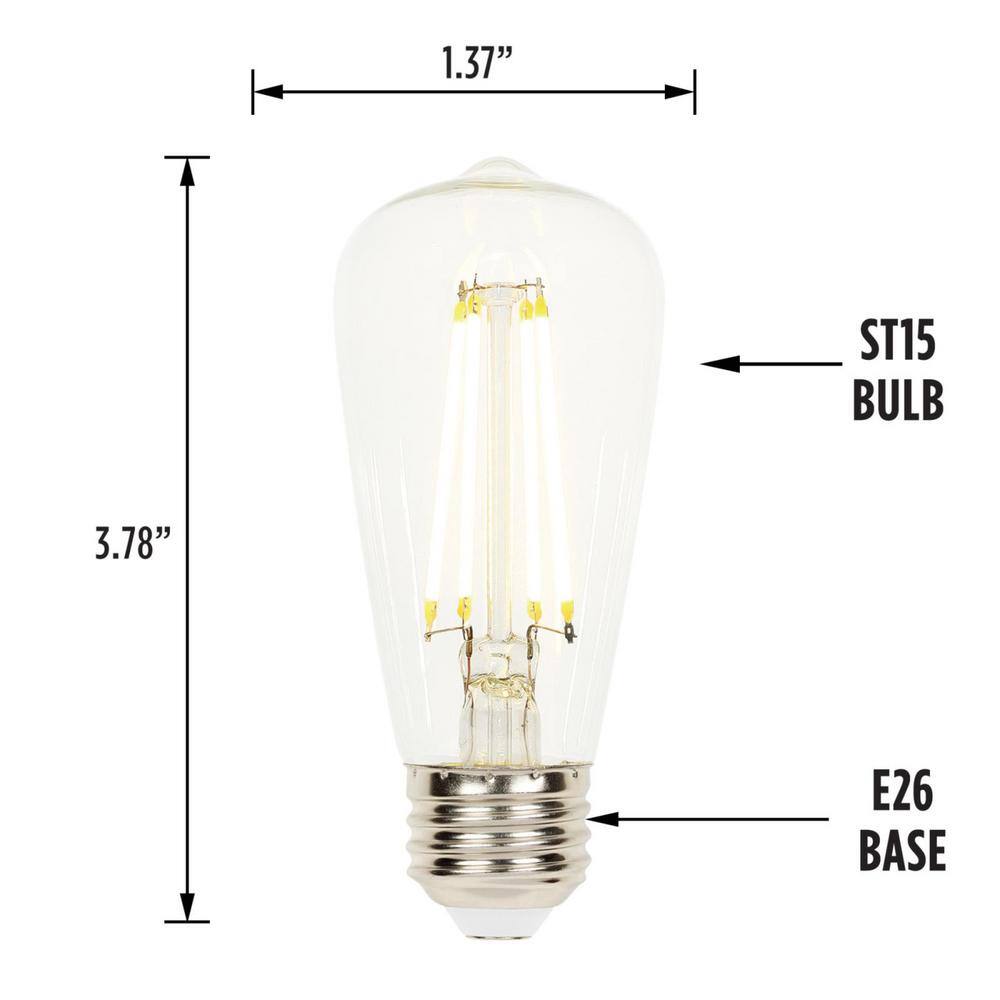 Westinghouse 60-Watt Equivalent ST15 Dimmable Clear Edison Filament LED Light Bulb Soft White Light (6-Pack) 4518720