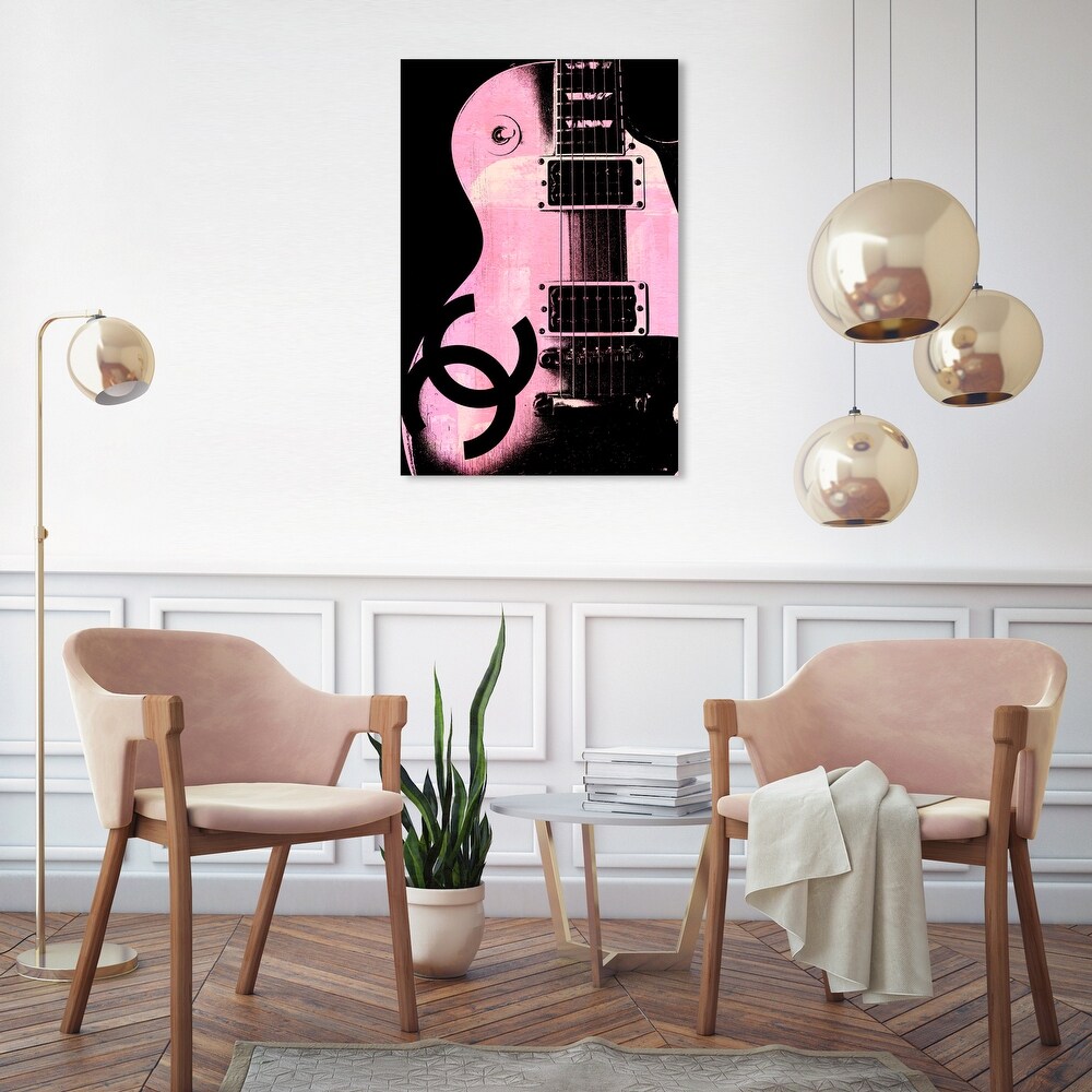 Oliver Gal 'Pink Glam Guitar' Music Pink Wall Art Canvas Print