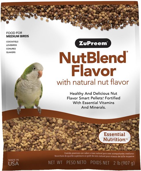 ZuPreem NutBlend Flavor with Natural Nut Flavors Daily Medium Bird Food， 2-lb bag