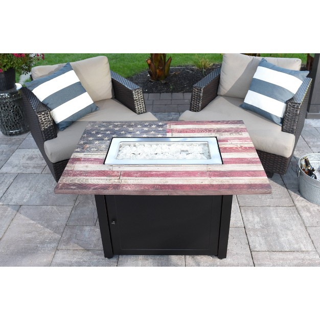 Rectangle Lp Gas Outdoor Fire Pit Black