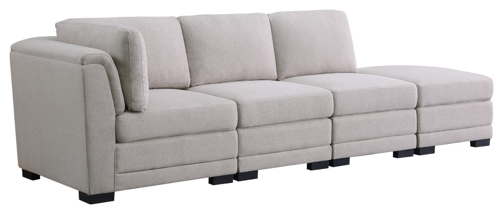 Kristin Light Gray Linen Reversible Sofa With Ottoman   Transitional   Sectional Sofas   by Lilola Home  Houzz