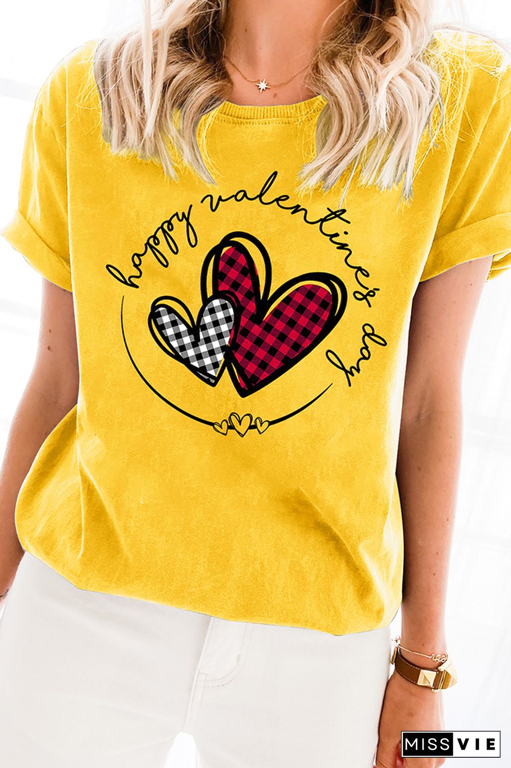 Happy Valentine's Day Graphic Tee Women Wholesale Short Sleeve T shirts Top