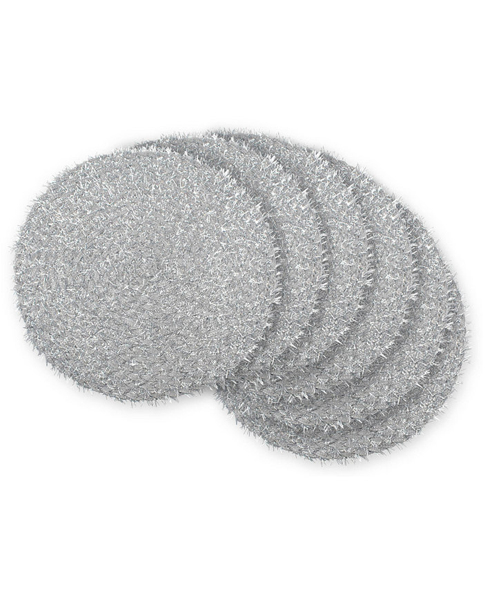 Design Imports Round Woven Tinsel Placemat Set of 6