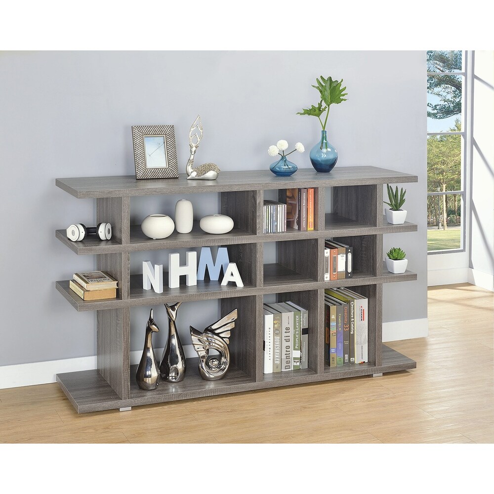 4 Tier Wood Bookcase in Weathered Grey