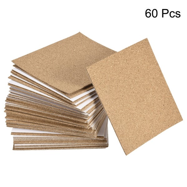 100x100x1mm Square Coasters Cork Cup Mat Pad Adhesive Backed 60pcs - Wood