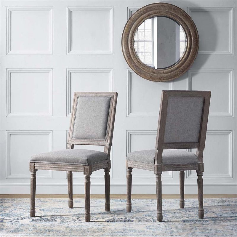 Modway Court 20 quotVintage French Fabric Dining Side Chair in Light Gray   French Country   Dining Chairs   by Homesquare  Houzz