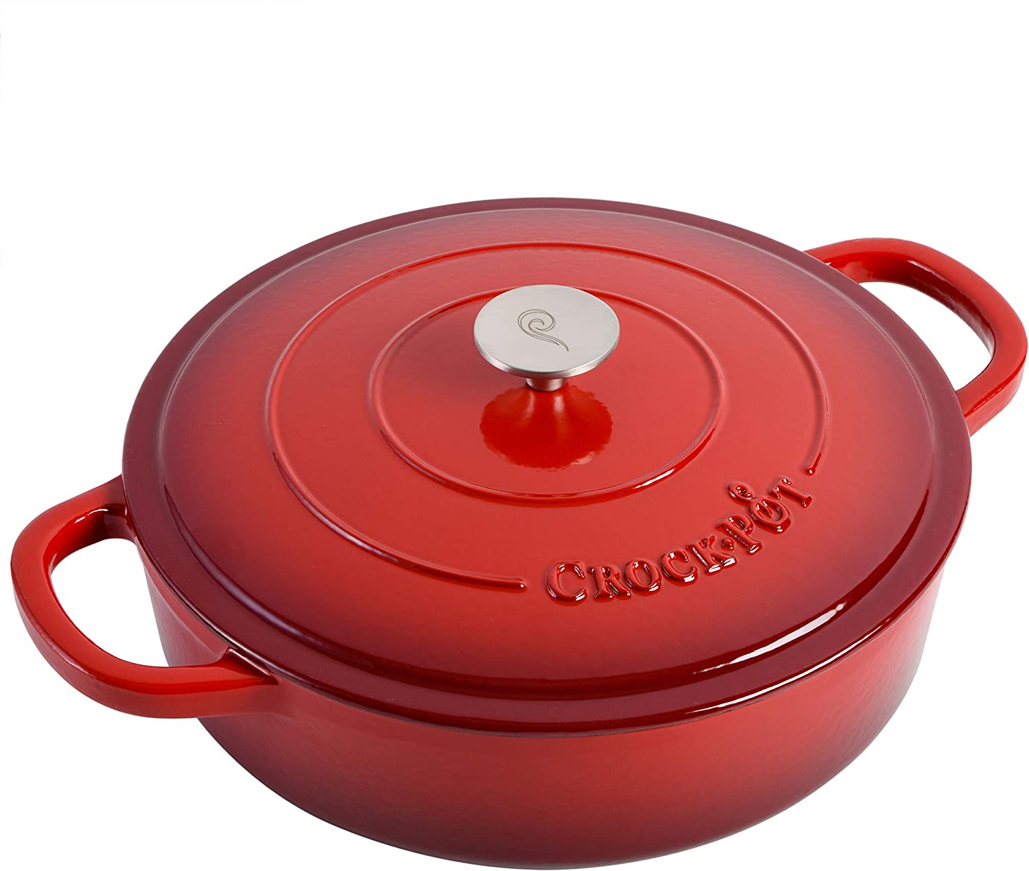 Crock Pot 112000.02 Artisan Enameled Cast Iron Braiser W/Lid， 5 Quart， Scarlet Red