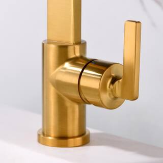 LUXIER Single Hole Single-Handle Bathroom Faucet with drain in Brushed Gold BSH14-SG