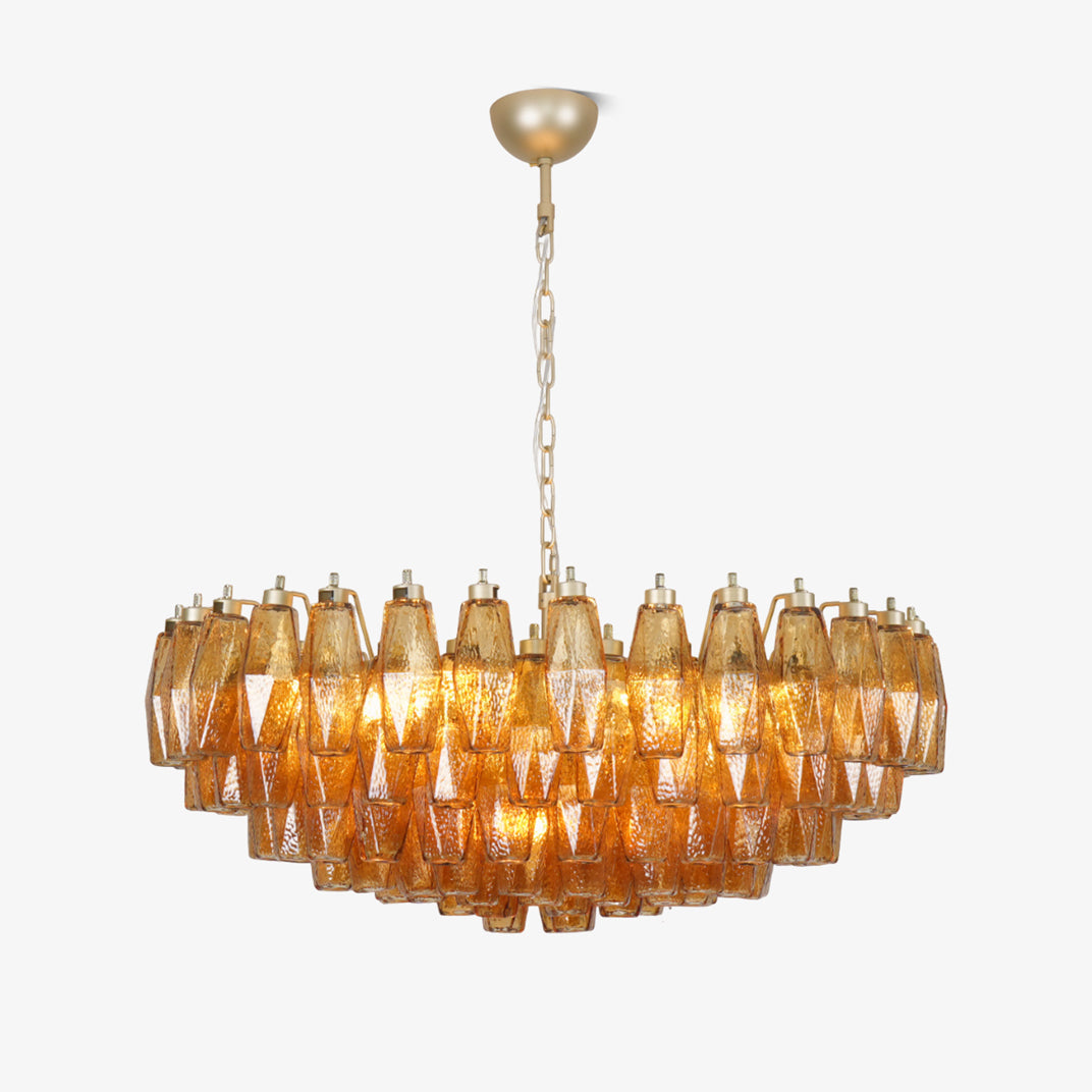 Murano Rhombus Amber Glass Chandelier