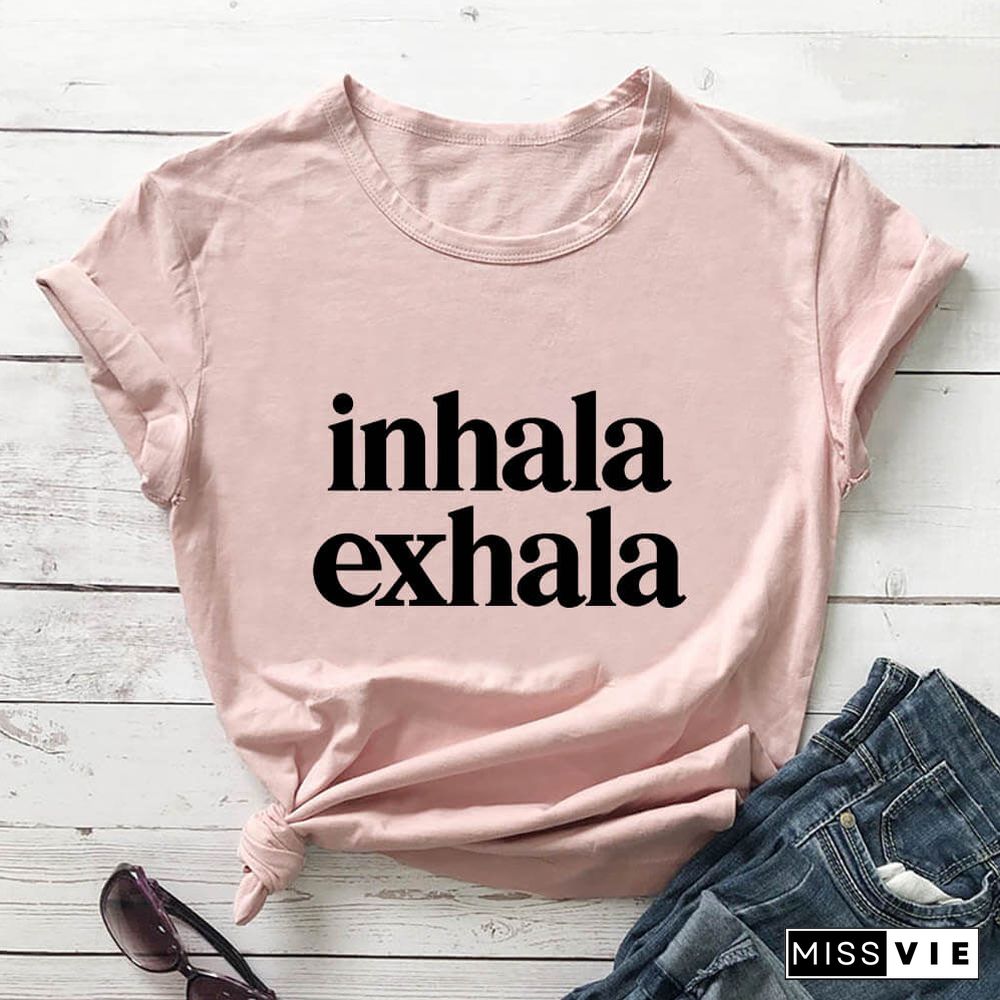 Inhala Exhala Latina Spanish Women’s Tshirt Women Funny Summer Casual Short Sleeve Top Inspirational Latina Mexican T-shirts