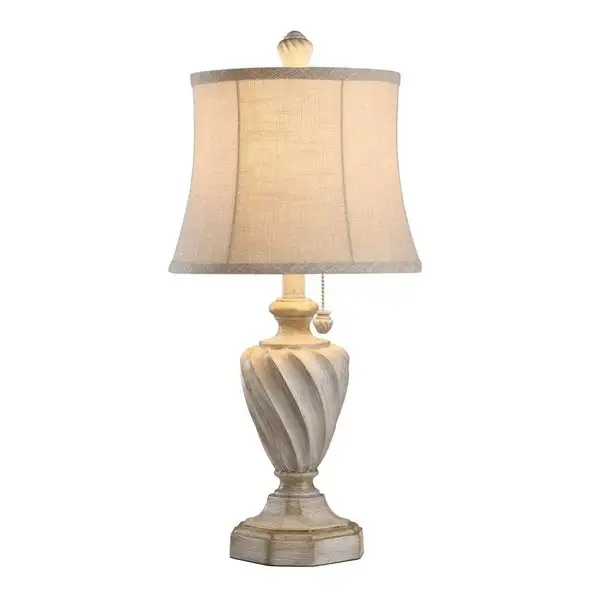 StyleCraft Cameron Antique White Table Lamp - Beige Shade