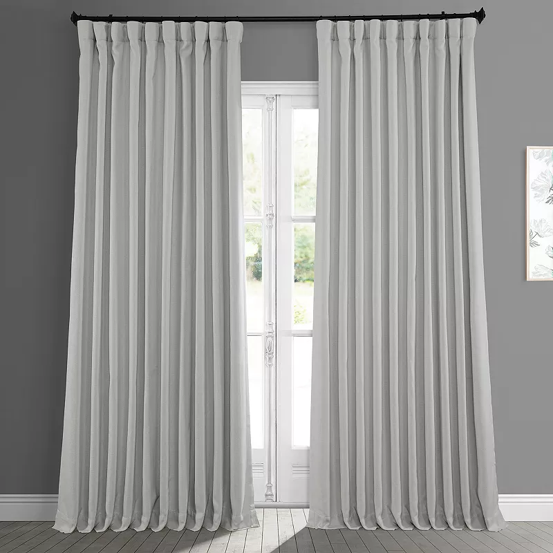 EFF Faux Linen Extra Wide Blackout Window Curtain