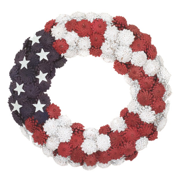 American Flag Themed Pinecone Wreath National Tree Company