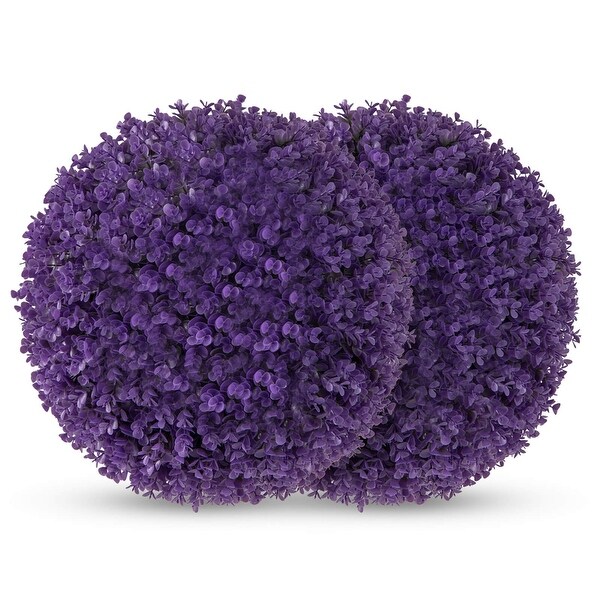 2 PCS Artificial Plant Topiary Ball 17.5'' Purple Decorative Balls