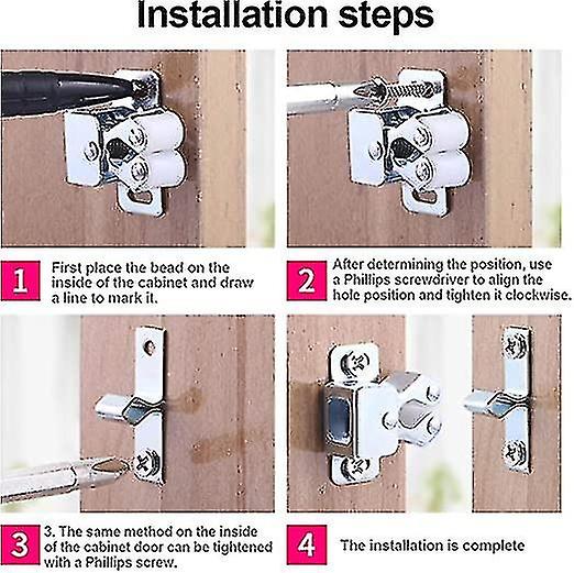 12pcs Door Catches， Double Roller Strong Hold Cupboard Cabinet Door Catches， Door Latch For Home Fur