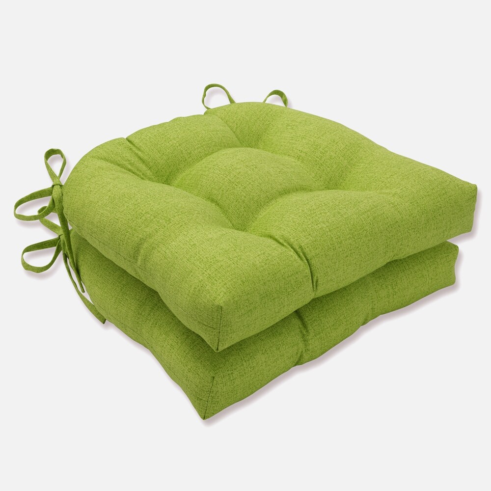 Pillow Perfect Outdoor Baja Linen Lime Reversible Chair Pad (Set of 2)   15.5 X 16 X 4