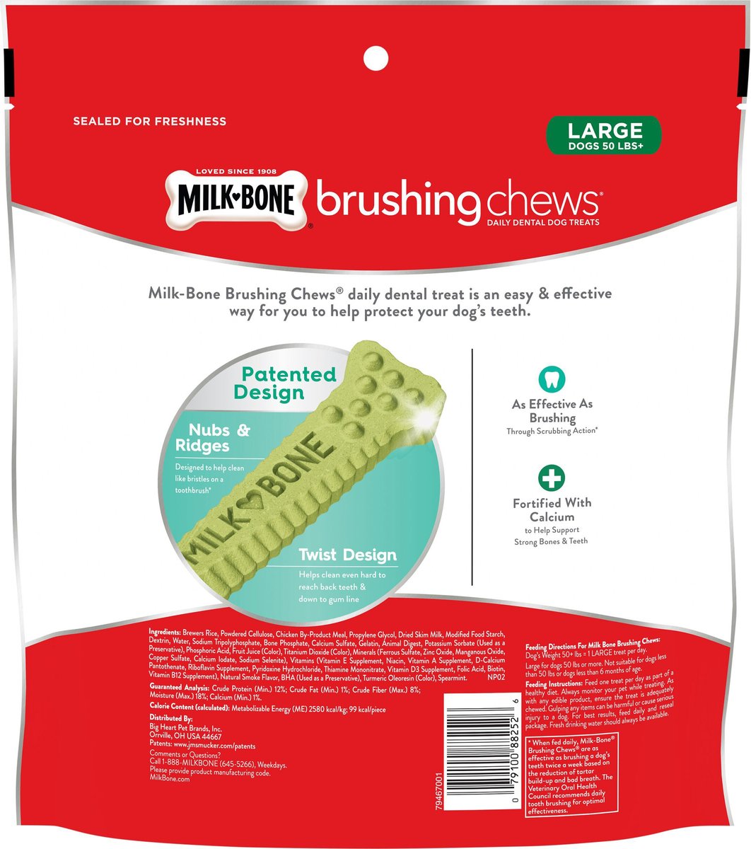 Milk-Bone Fresh Breath Brushing Chews Daily Dental Large Dog Treats