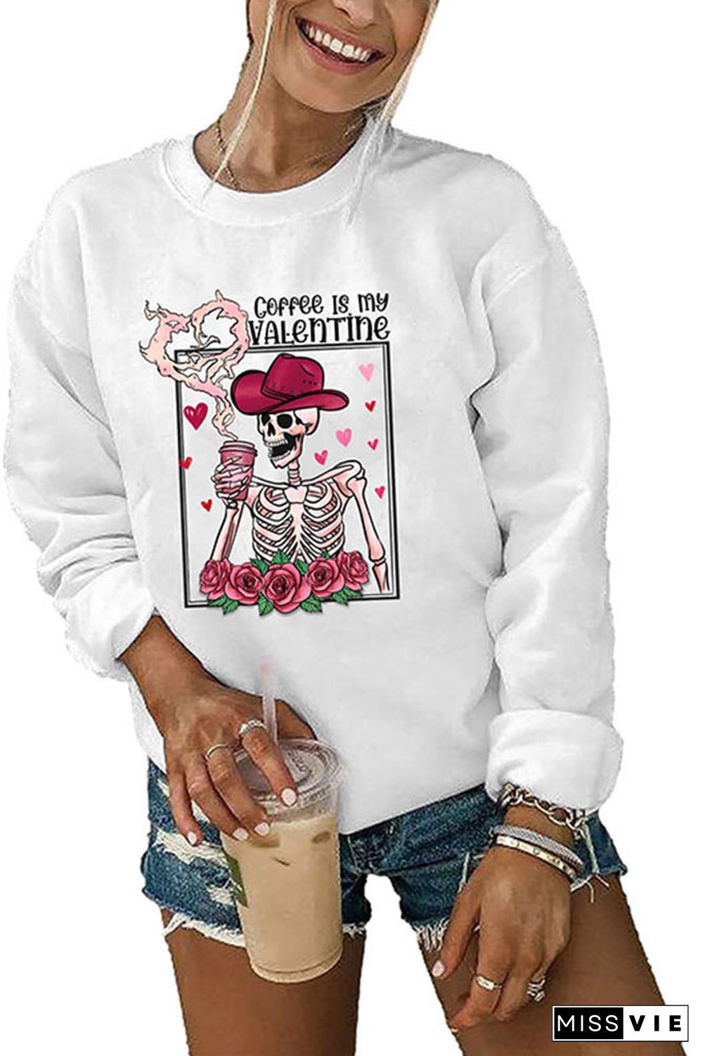 Skeleton Coffee is My Valentine Classic Crew Sweatshirt Wholesale