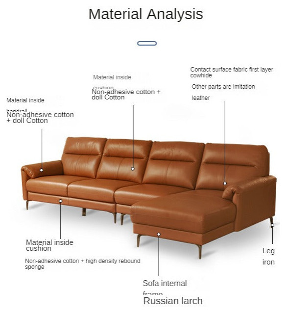 leather Sofa Italian light luxury Style   Midcentury   Sectional Sofas   by GVAwood  Houzz