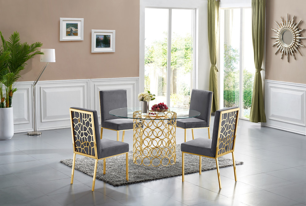 The Weaver Dining Chair  Velvet  Set of 2   Contemporary   Dining Chairs   by Meridian Furniture  Houzz