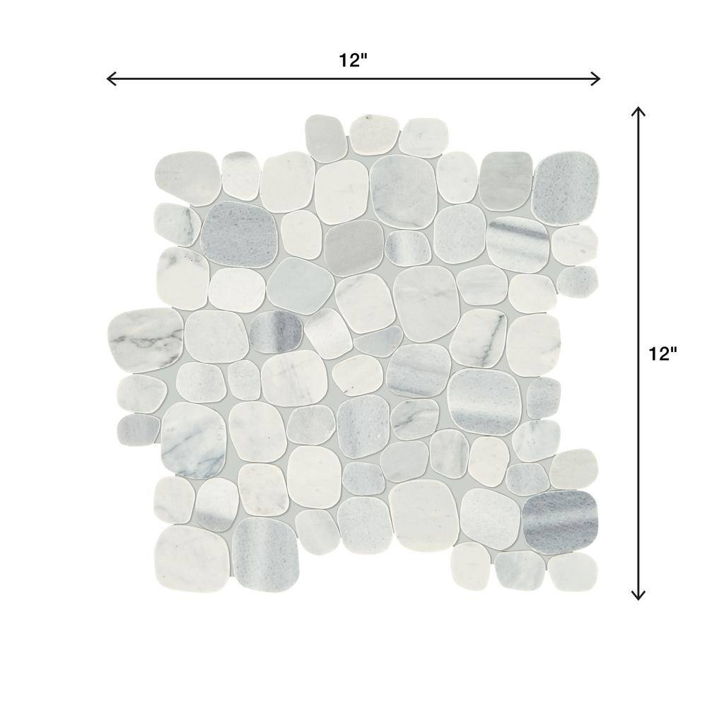 Daltile Stone Decor Shadow 12 in. x 12 in. x 10 mm Marble Pebble Mosaic Floor and Wall Tile (0.95 sq. ft. Each) ST54FLPEBCCMS1L