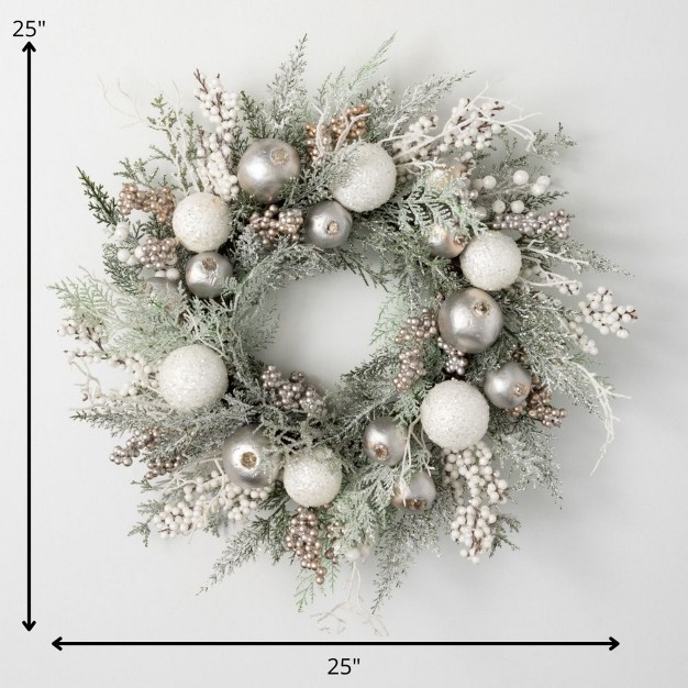 Sullivans Artificial Winter Pine Wreath Multicolor 25 quot h