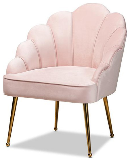 Baxton Studio Cinzia Glam and Luxe Light Pink Velvet Fabric Upholstered Gold...   Midcentury   Armchairs And Accent Chairs   by HedgeApple  Houzz