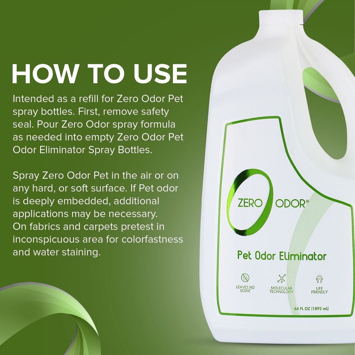 Zero Odor Pet Odor Eliminator， 64-oz bottle