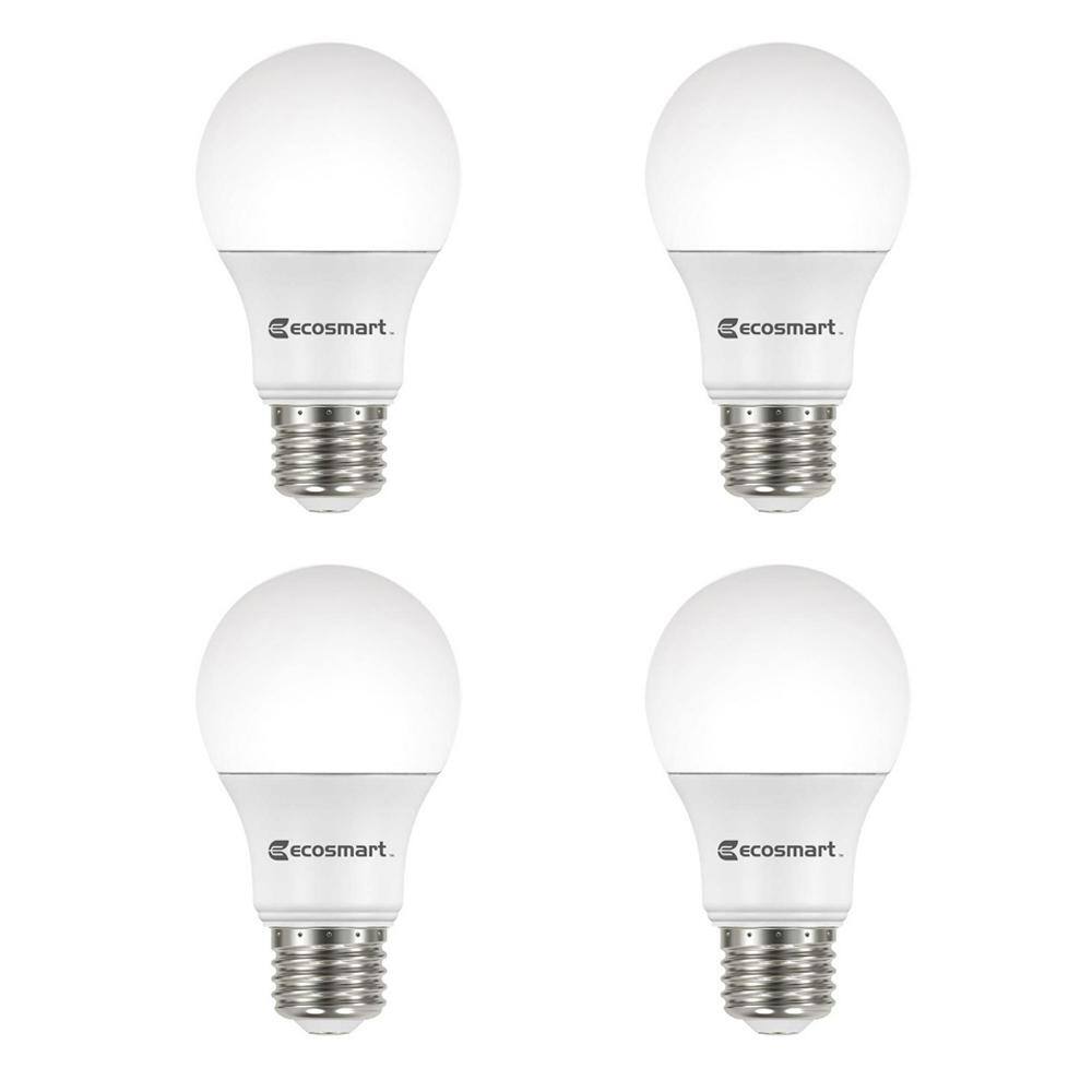 EcoSmart 60W Equivalent A19 Dimmable Energy Star LED Light Bulb Soft White (4-Pack) A7A19A60WESD01