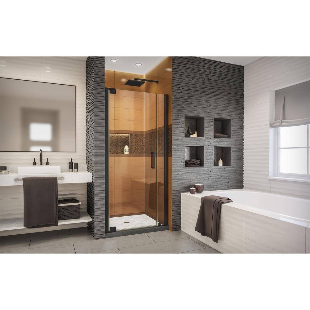 DreamLine Elegance-LS 39-34 in. to 41-34 in. W x 72 in. H Frameless Pivot Shower Door in Satin Black SHDR-4335060-09