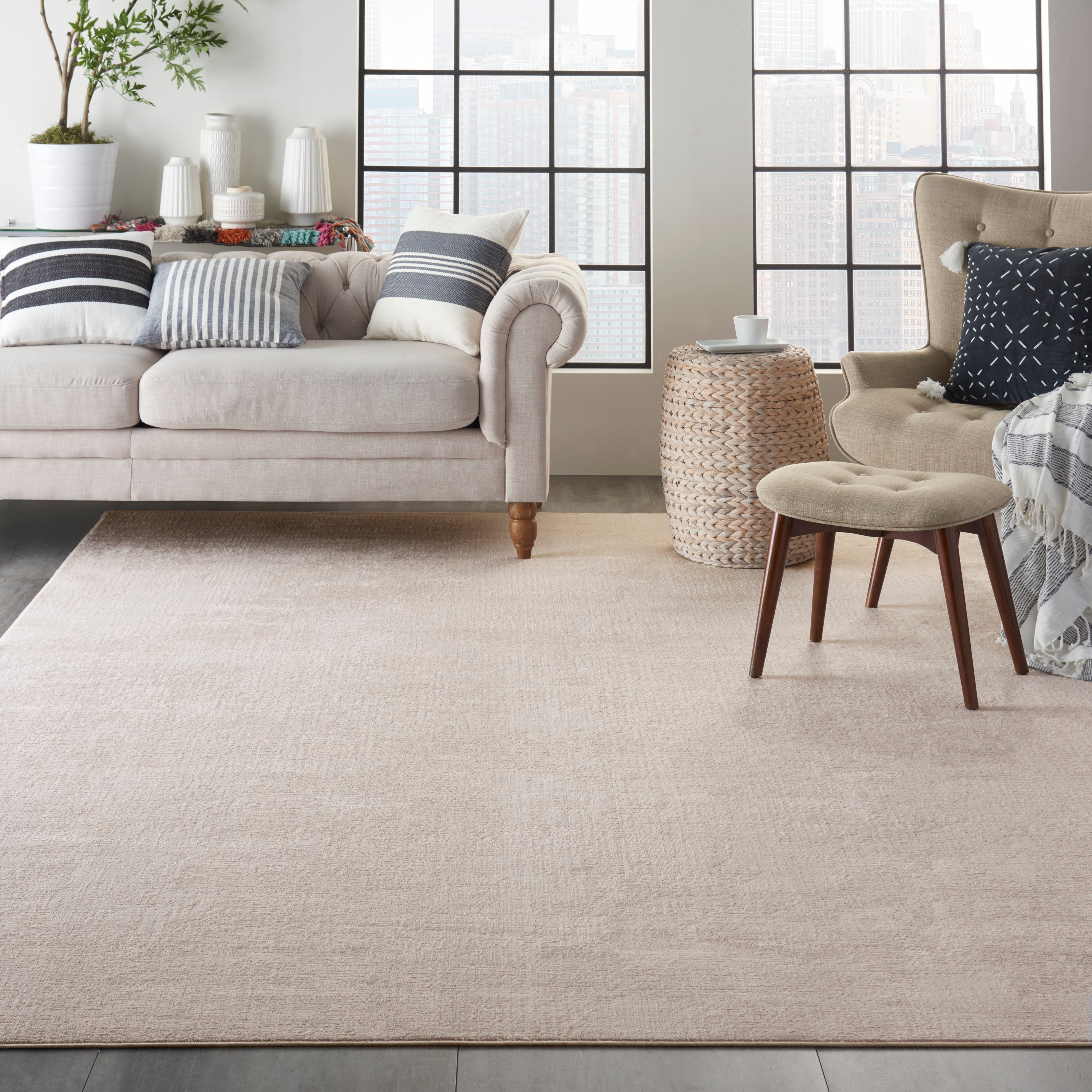 Silky Textures Ivory/Grey Rug