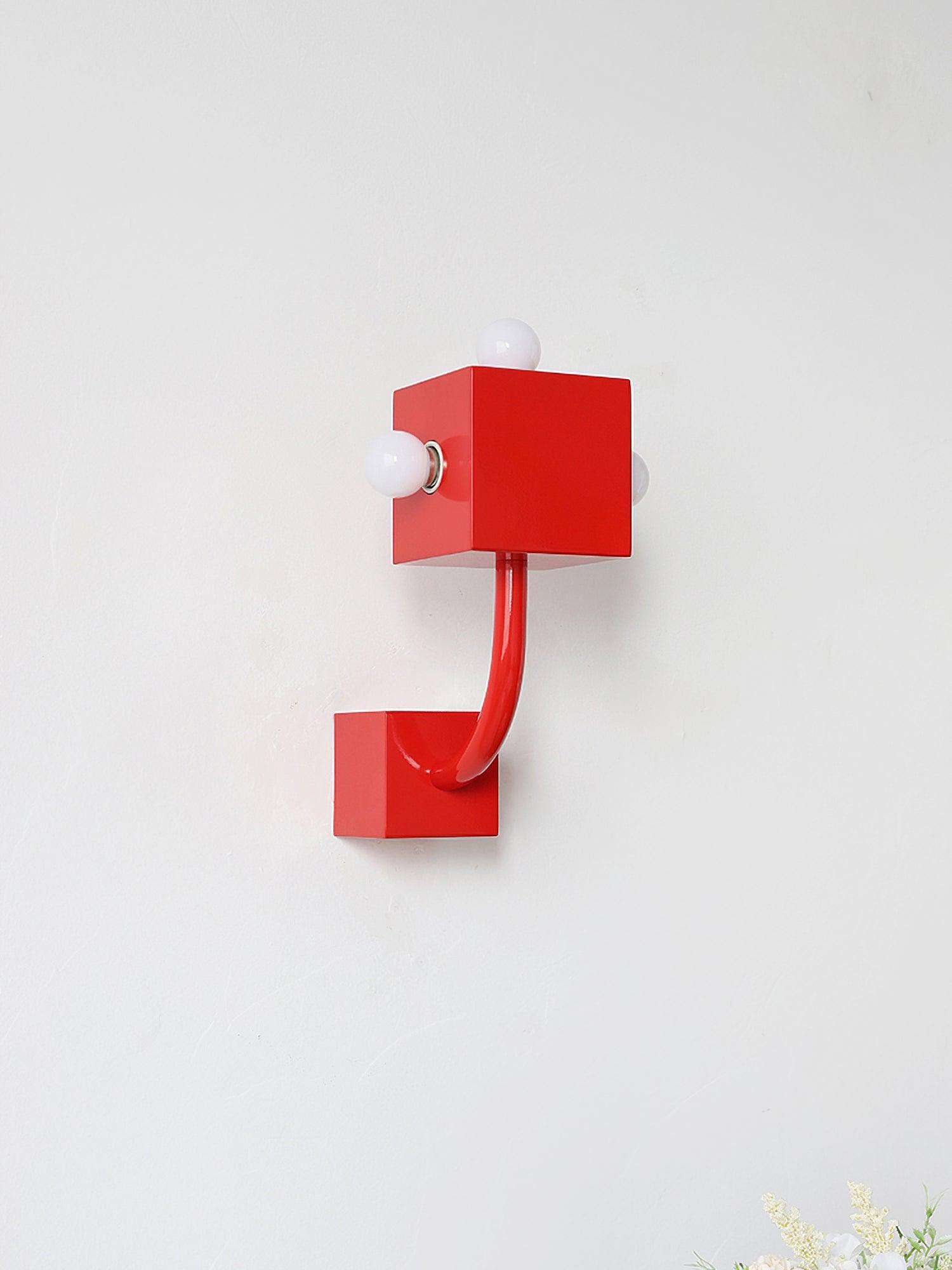 Red Cube Wall Lamp