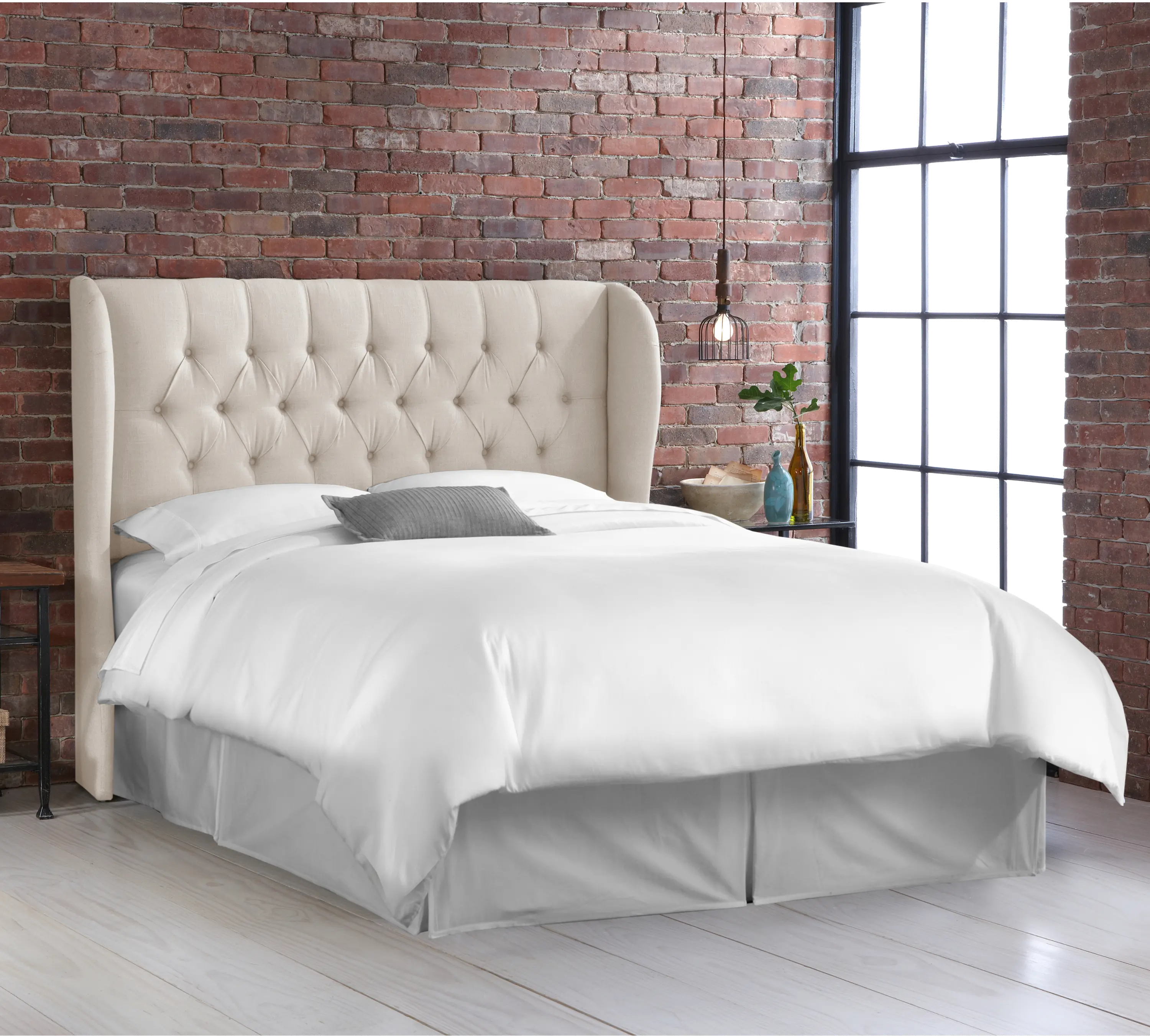 Jaclyn Cream Sloped Wingback Twin Headboard - Skyline Furniture