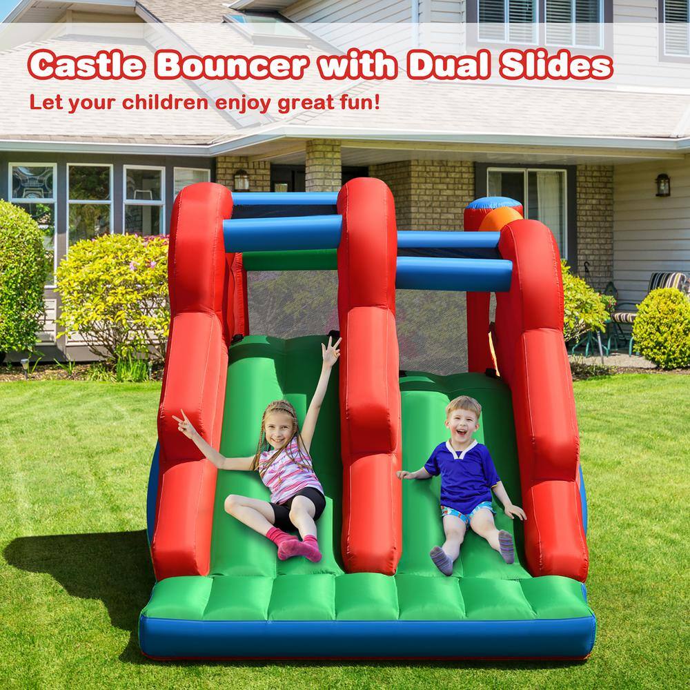 Costway Inflatable Bounce House 3-in-1 Dual Slides Jumping Castle Bouncer with 550-Watt Blower OP70800+ES10150US