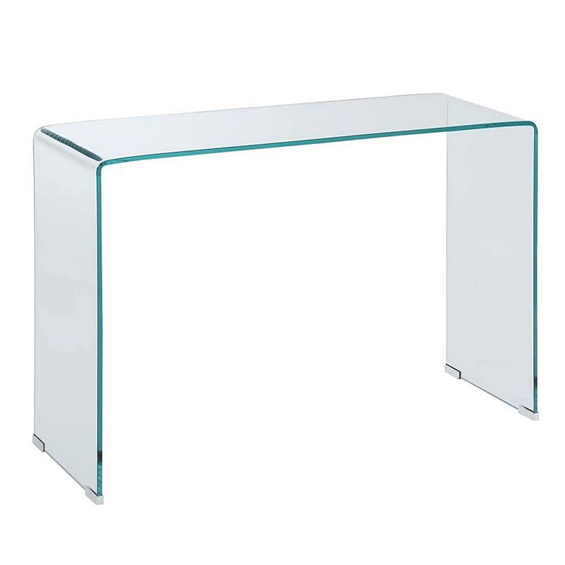 Contemporary Style Minimal Tempered Glass Sofa Table， Clear