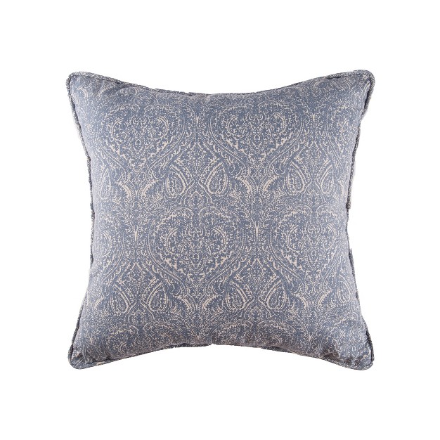 X 18 quot Desiree Damask Blue Cotton Decor Throw Pillow