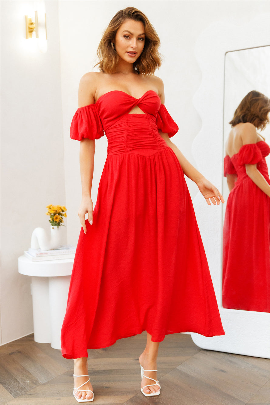 Nightly Dates Midi Dress Red