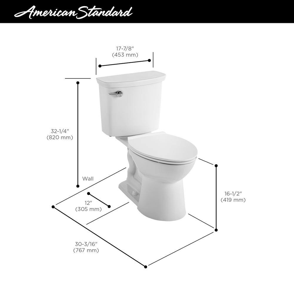 American Standard Vormax UHET Tall Height 2-Piece 1.0 GPF Single Flush Elongated Toilet in White Seat Not Included 238AA114.020