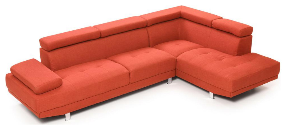 Riveredge 109 in. W 2 piece Polyester Twill L Shape Sectional Sofa in Orange   Contemporary   Sectional Sofas   by BisonOffice  Houzz