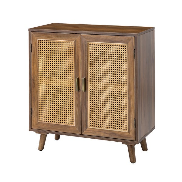 Woodland Multifunctional Rattan-Accented 2-Door Stackable Buffet Cabinet with Storage-28