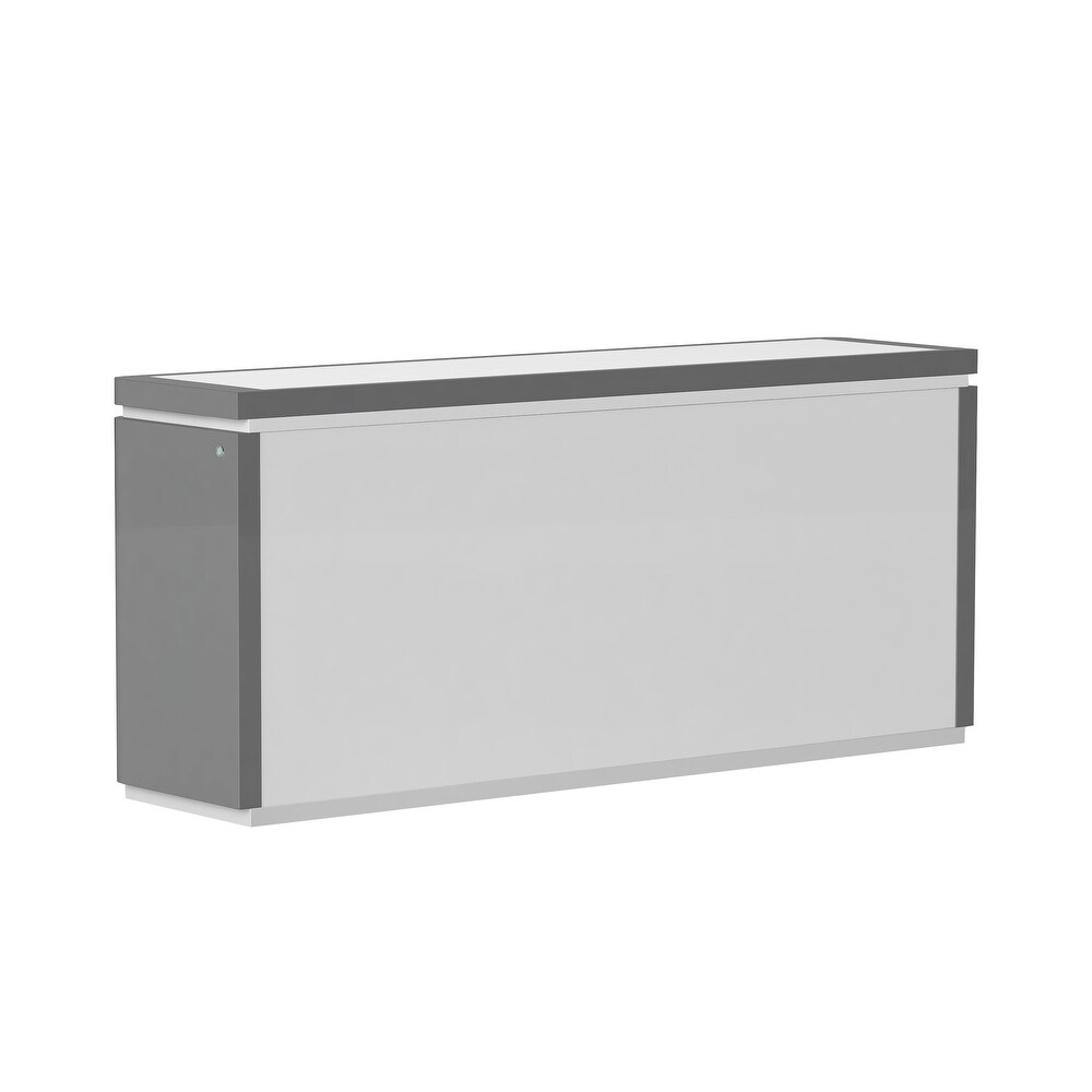 Somette 2 Tone Contemporary Buffet with Tinted Glass Doors   LED Light