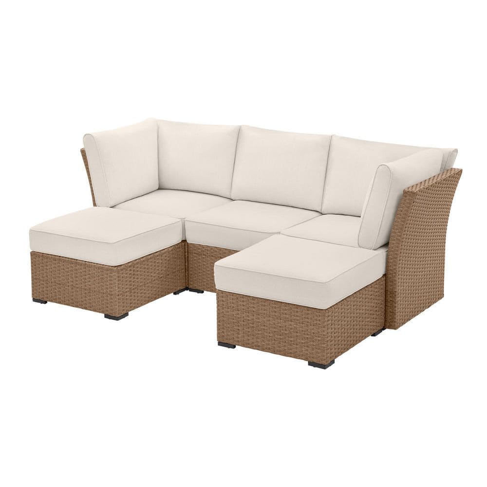 StyleWell Salisbury 5-Piece Outdoor Sectional with Espresso Frame Finish and Almond Biscotti Cushions GC-51312-SRPE-A