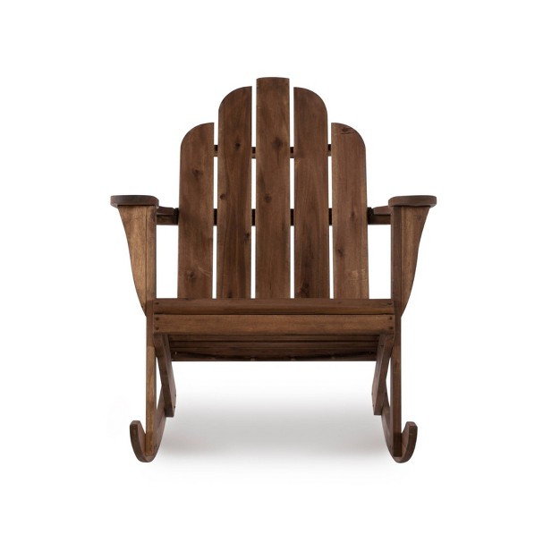 Outdoor Acacia Wood Adirondack Rocker Acorn Finish Linon