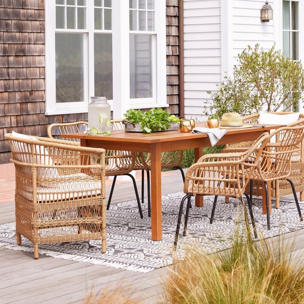 Kaufmann Wood Rectangle Patio Dining Table Outdoor Furniture