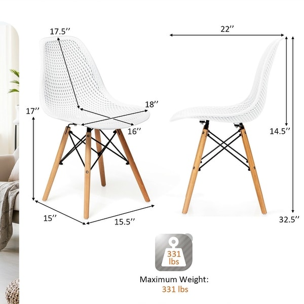 4 Pcs Modern Plastic Hollow Chair Set with Wood Leg - 22