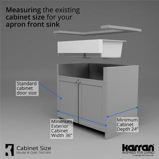 Karran QAR-760 QuartzGranite 34 in. Double Bowl 6040 Retrofit FarmhouseApron Front Kitchen Sink in white wGrid and Strainer QAR-760-WH-PK1