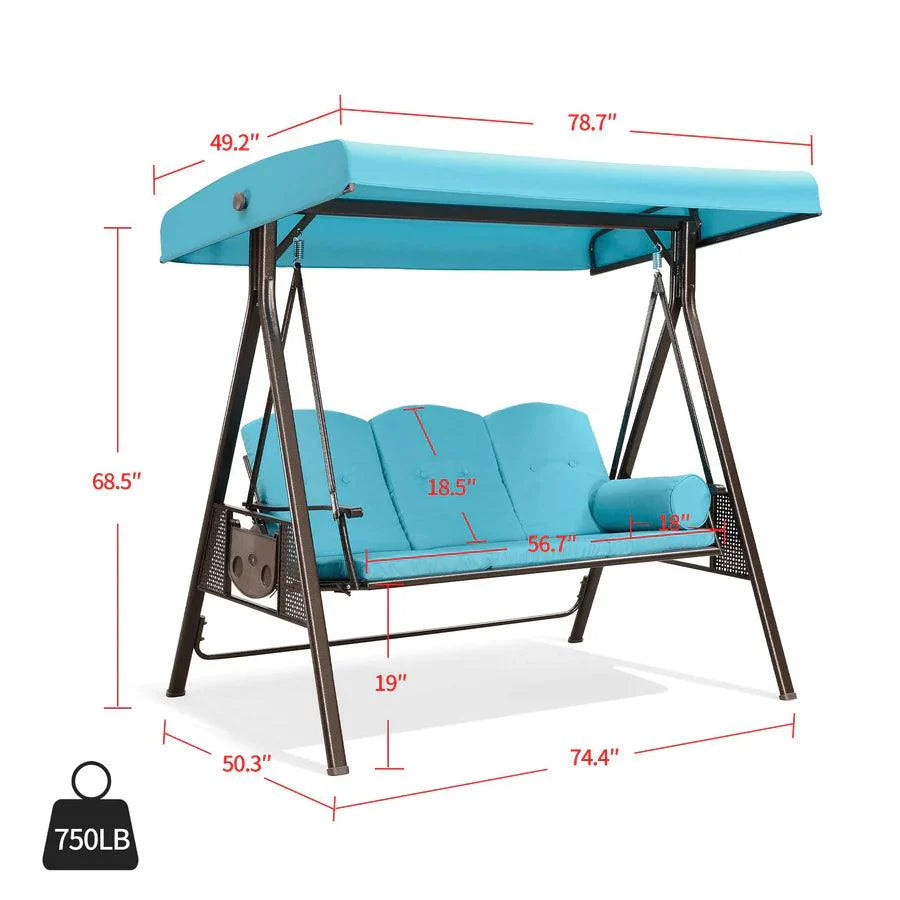 Clearance – PURPLE LEAF Outdoor Adjustable Canopy Swing Patio Porch Swing with Cushions and Pillow