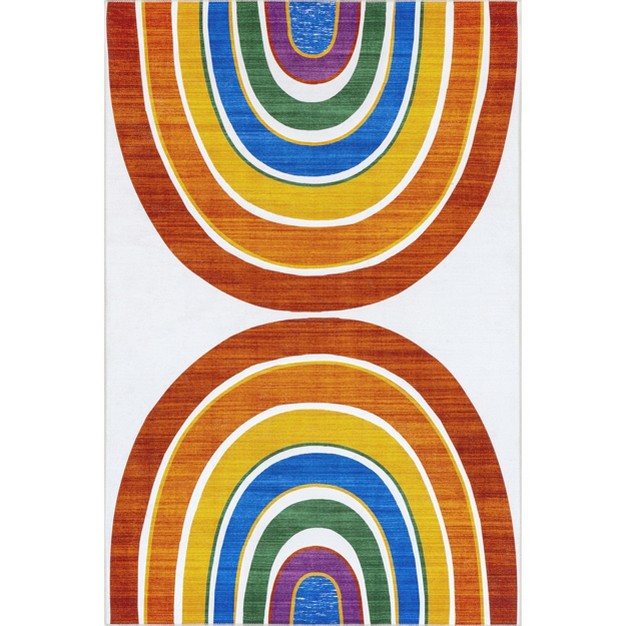 Nuloom Classic Double Rainbow Machine Washable Kids Area Rug