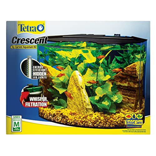 Tetra Crescent aquarium Kit 5 Gallons， Curved-Front Tank With LEDs