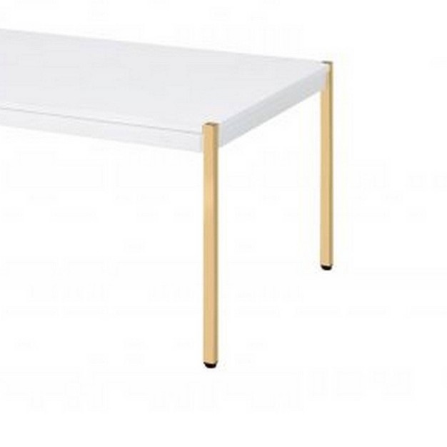 Metal Tube Legs Coffee Table White gold Benzara